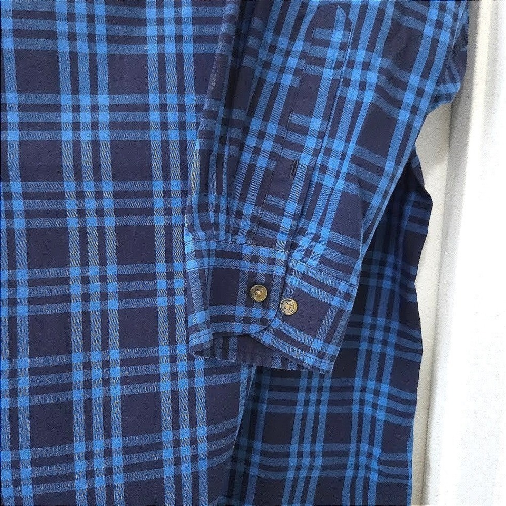 Harbor Bay Mens 4XL Blue Plaid Button Down Long Sleeve Shirt Big and Tall DXL - Picture 6 of 7